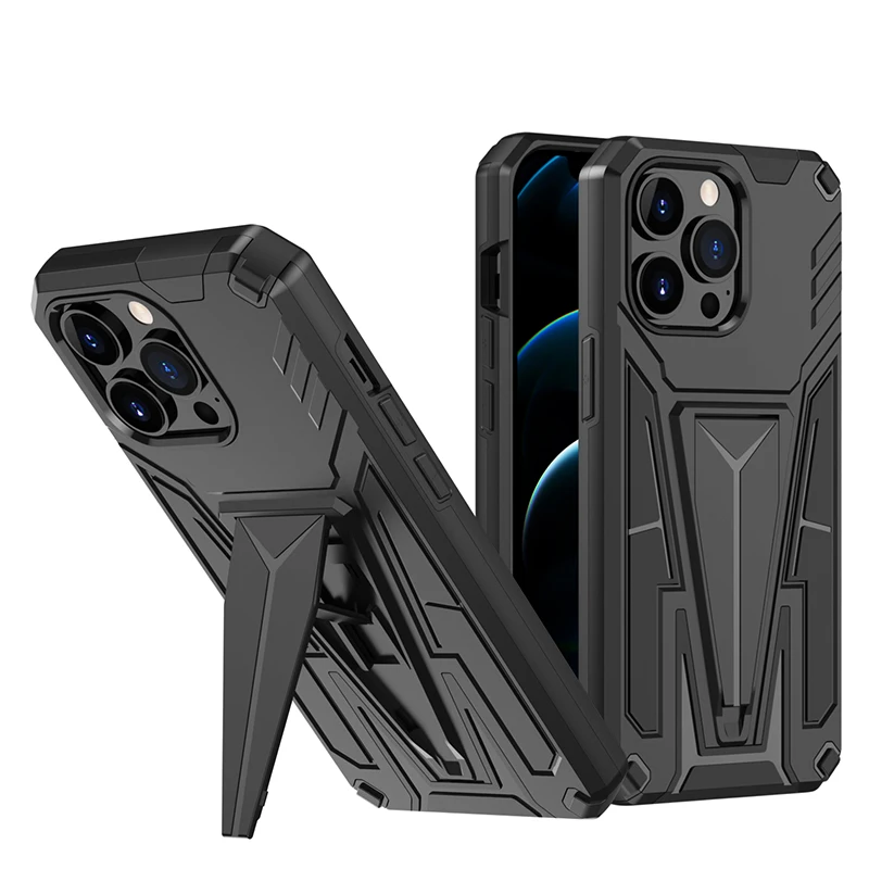 

New Tpu+Pc Hybrid Shockproof Cover with Hidden Magnetic Kickstand Phone Case for iPhone 13 Pro Max