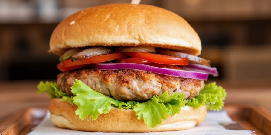 Side-by-side images of spiced vs unspiced turkey burgers