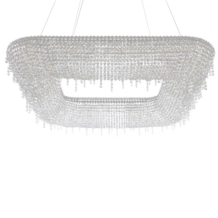 Customized cct dimmable 40W high power decor modern square luxury crystal pendant lights