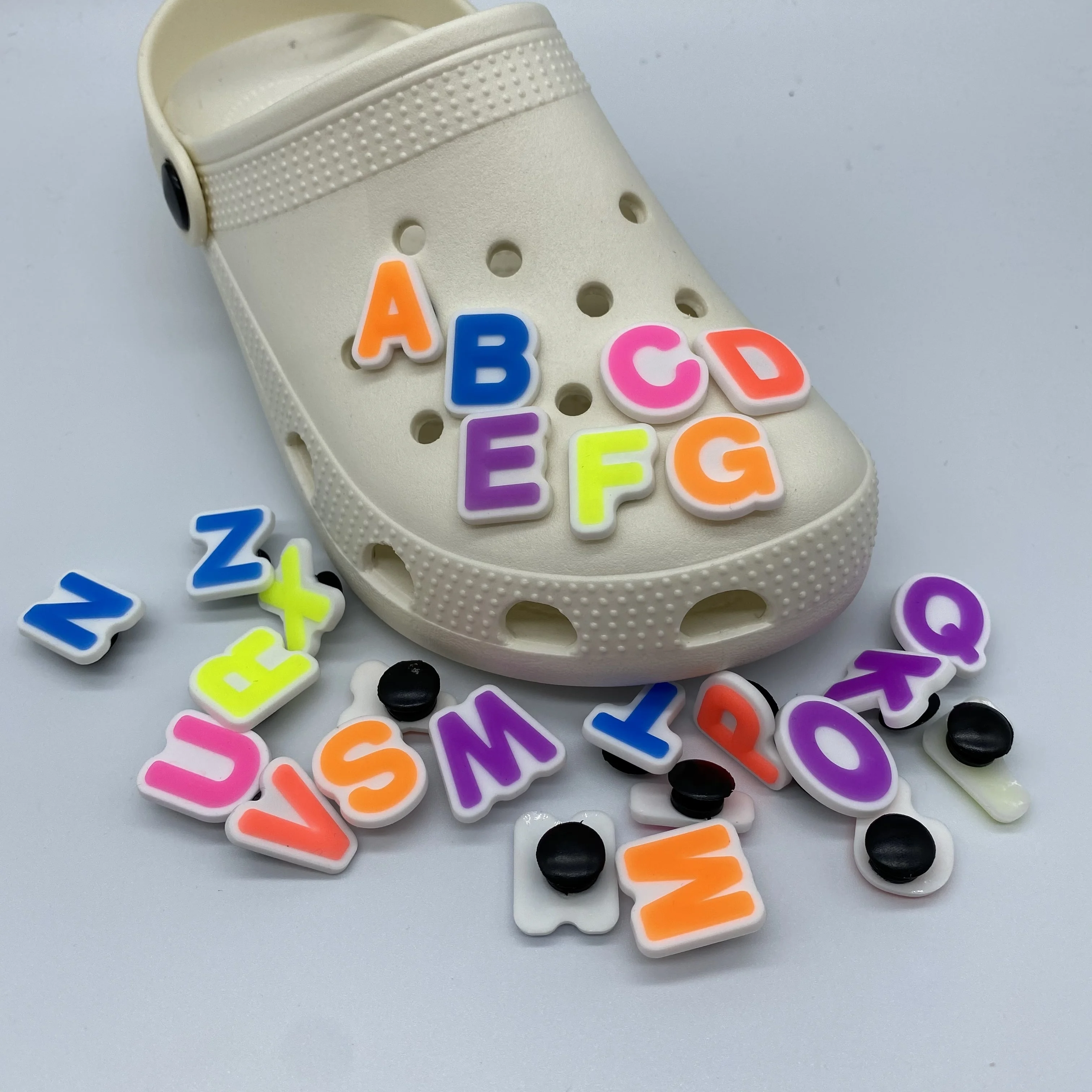 

PVC Shoe Charms colorful letters Buckles Shoes Accessories Ornaments Fit For Clog Charms Party Gift, As picture