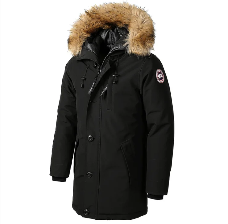 

Winter keep warm men long coat hood fur collar fashion custom winter jacket, As color