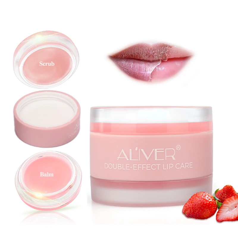 

ALIVER Vegan Fruit Lip Scrub Repair Treatment Balm Primer 2 in 1 Lip Scrub and Lip Balm