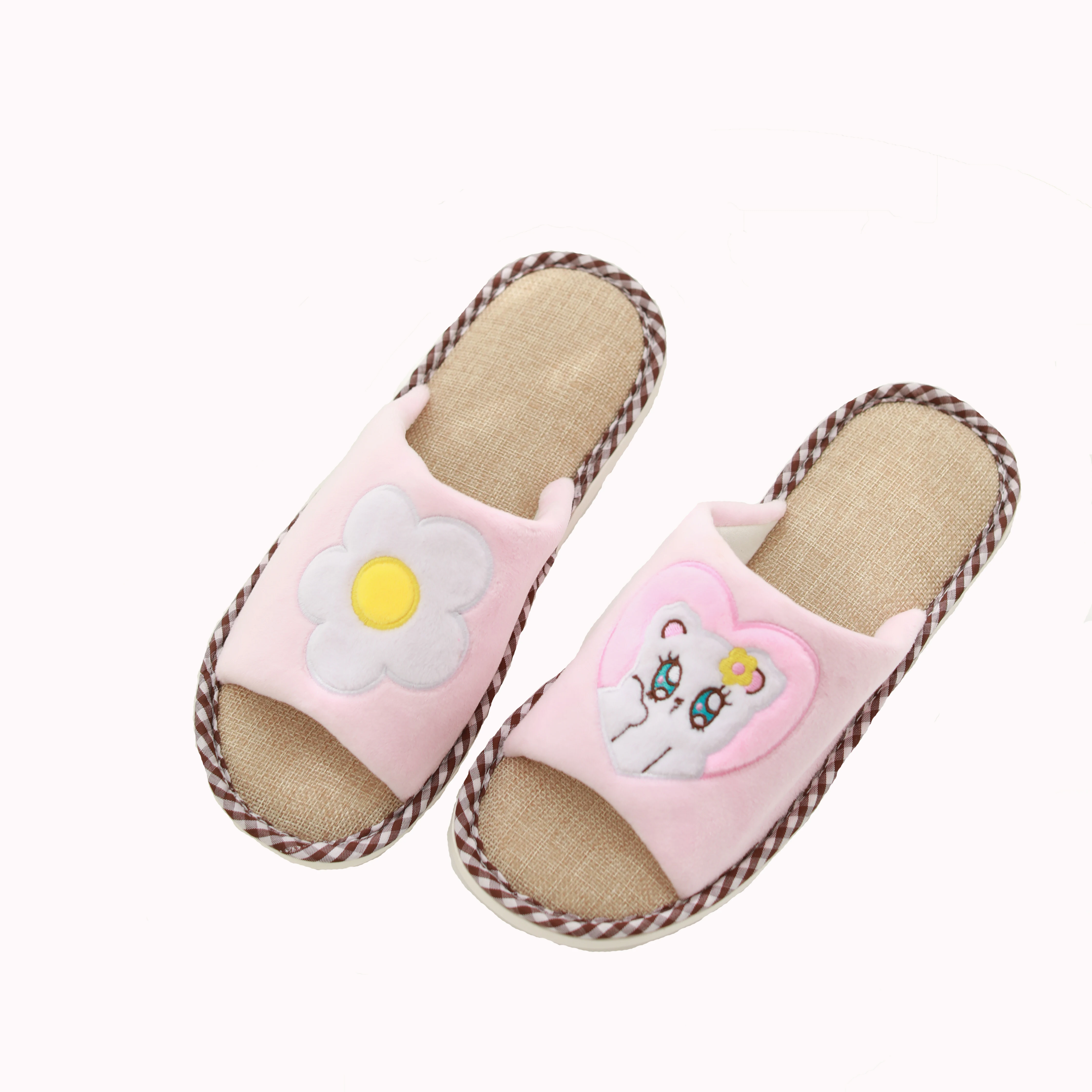 

dropshipping hot sale custom beca Linen bear women slippers