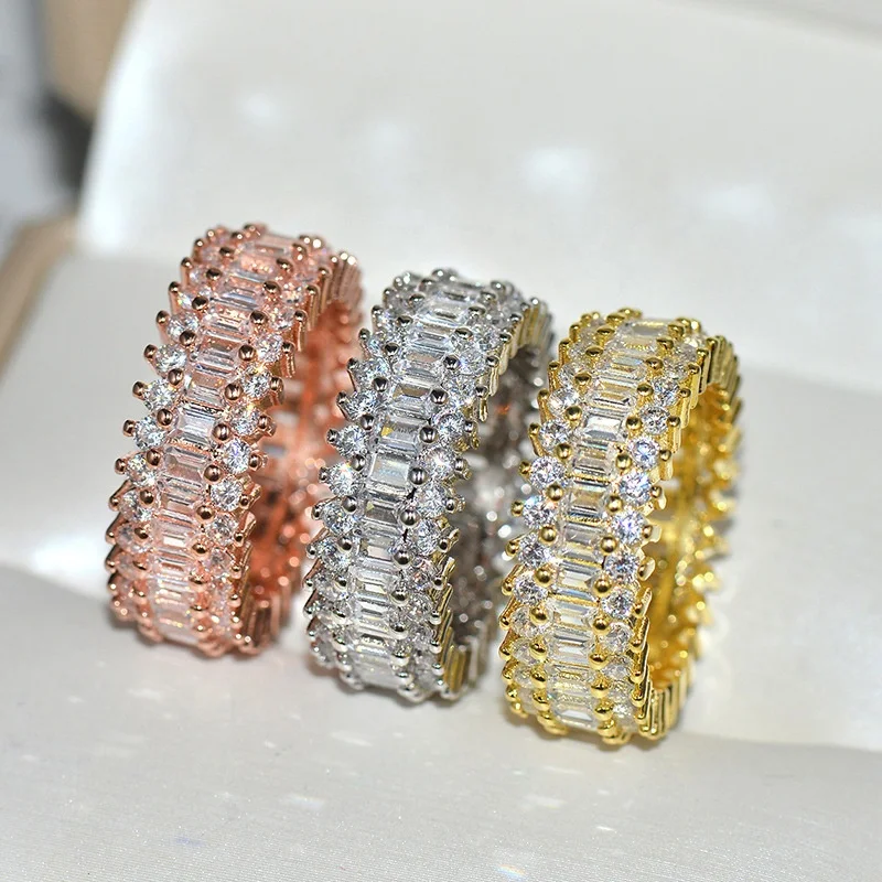 New Fashion Luxury Charm Cubic Zircon Wedding Engagement Ring for Women Party Rose Gold/Silver Color Ring Jewelry
