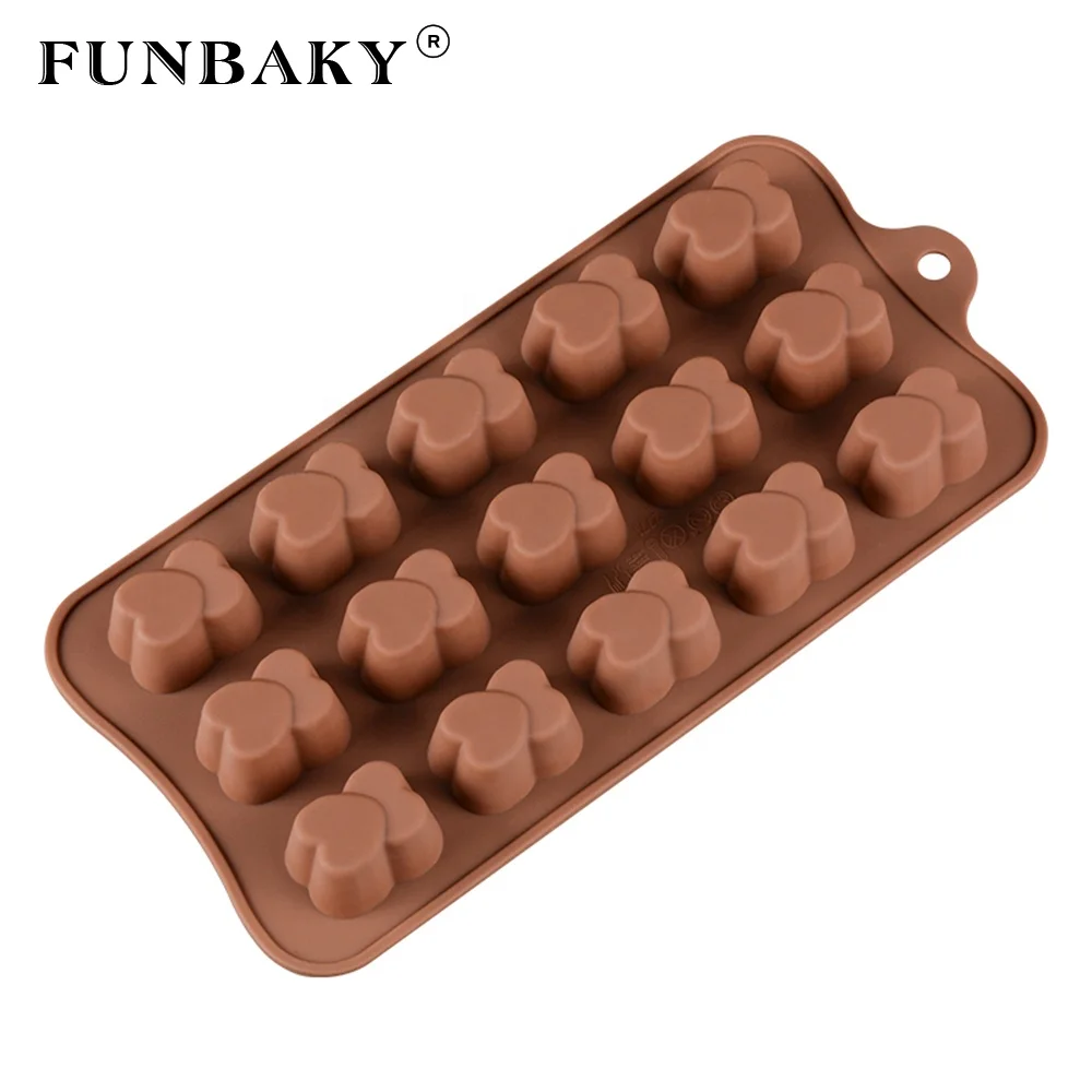 

FUNBAKY Valentine ' s Day candy making tools double heart unique shape chocolate mould silicone DIY sweets baking tools, Customized color