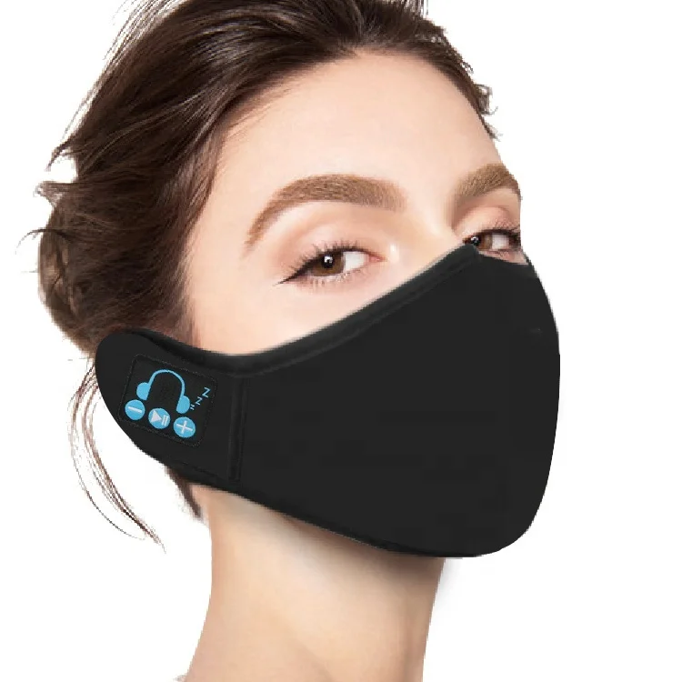 

Wholesale Winter smart washable breathable music phone calling facemask earphone cotton cover headphones, Black grey and leapord