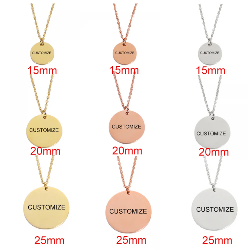 

Mirror stainless steel geometric round piece necklace pendant diy round can be private custom logo pendant