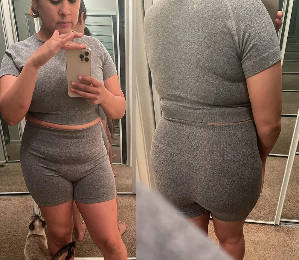 

plus size womens clothing summer wholesale gym sets fitness high waist yoga shorts and crop top 2022 yoga sets AM903