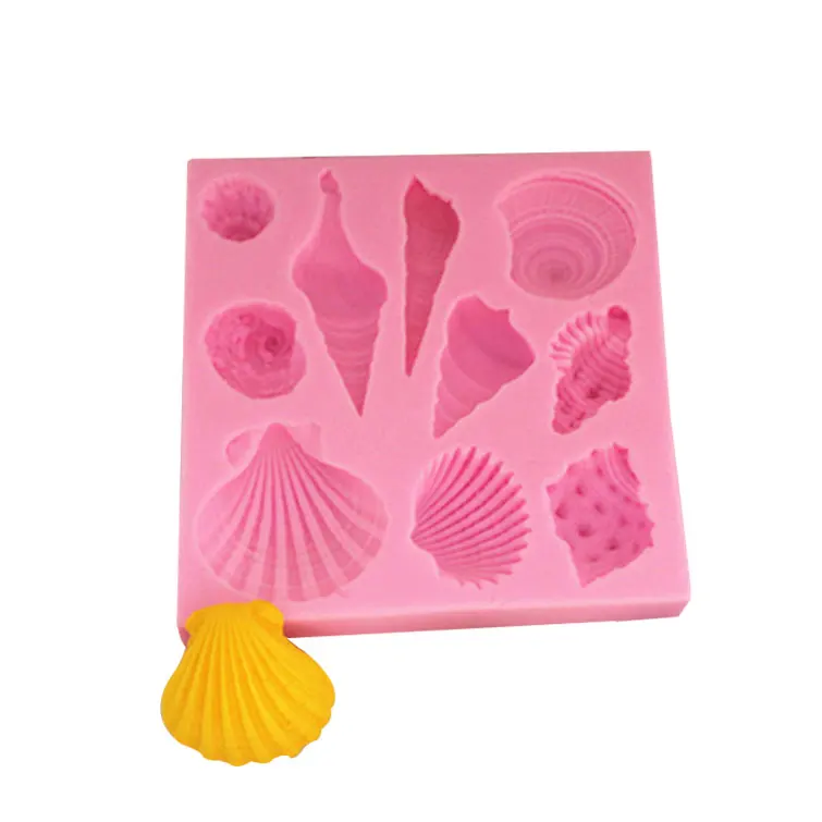 

Hot Sale Cartoon Conch Shell Silicone Fudge Mold Cake Decoration Tool, Pink