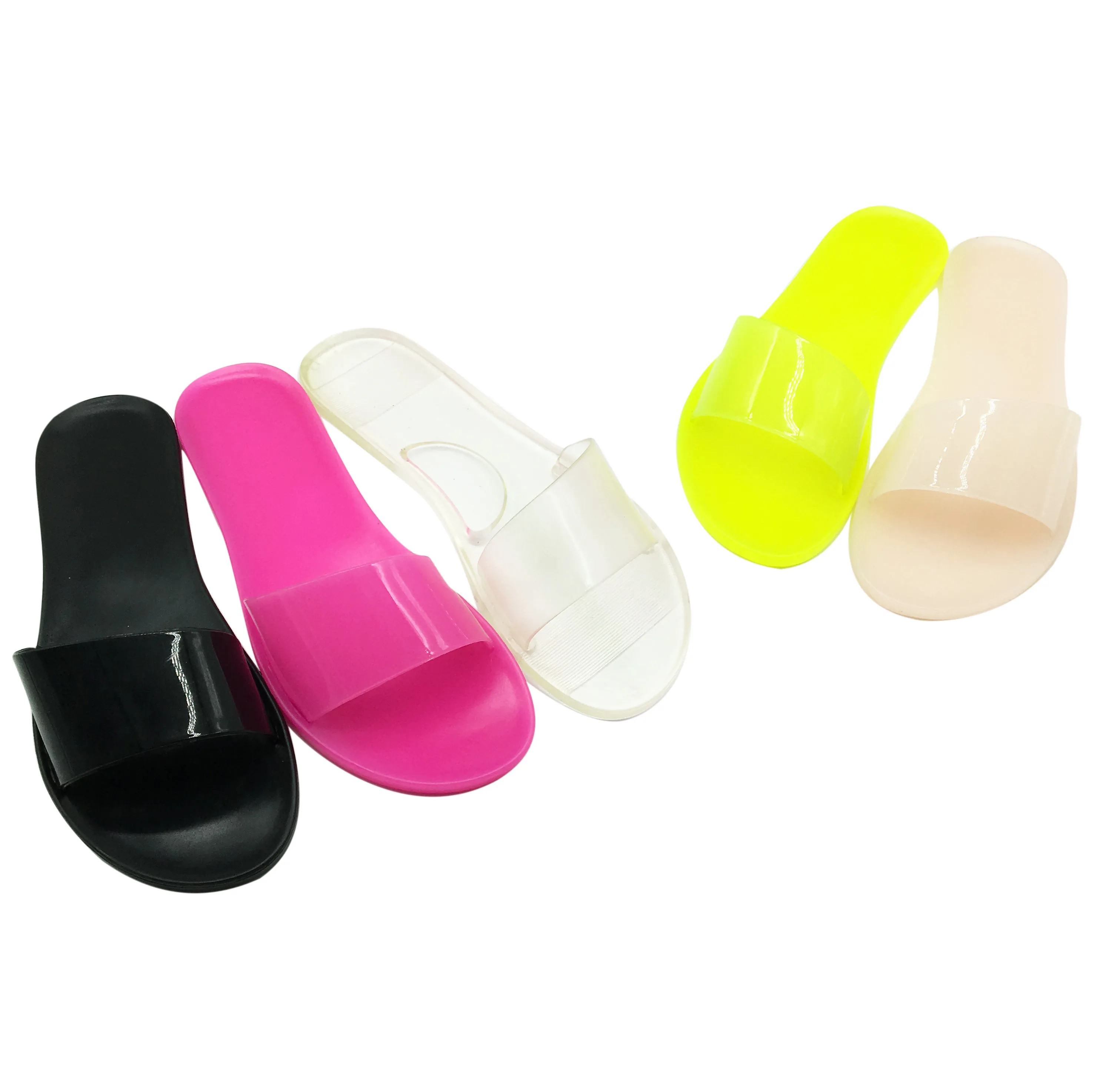 

2020 summer new large size crystal frosted flat slippers women's transparent slide slippers 37-42 large size