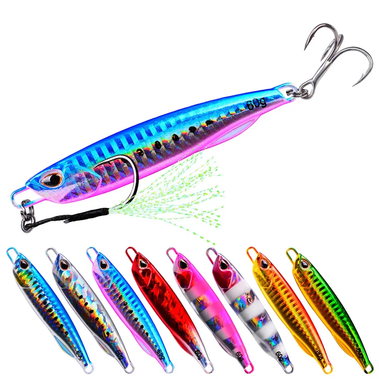 

10g 15g 20g 30g 40g 50g 60g Lures with Feather Hook Jigging Fishing Metal Jig Lure