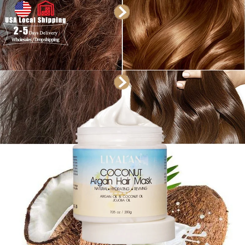 

Private Label Natural Organic Hydrating Hair Care Products Repairs Damage Coconut Argan Oil Hair Mask