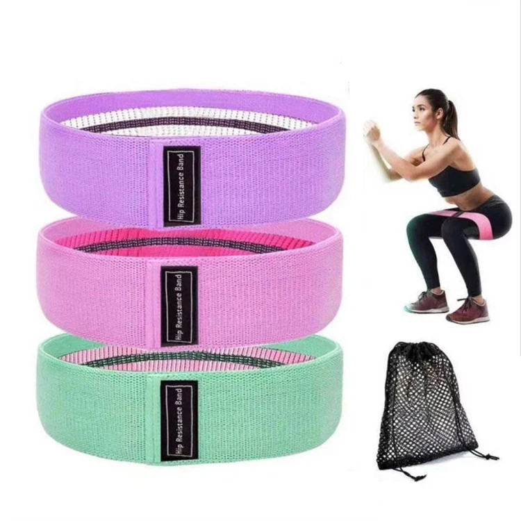 

Wholesale Custom Logo Yoga Gym Strength Training Anti Slip Workout Fitness Hip Booty Exercise Fabric Resistance bands, Pink, green,purple