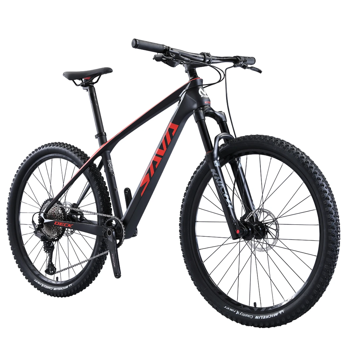 

Door to Door EU Warehouse Delivery SAVA Mountain Bike 27.5/29 Carbon Fiber Mountain Bike MTB and DEORE M6100 1x12 Speed, Black red