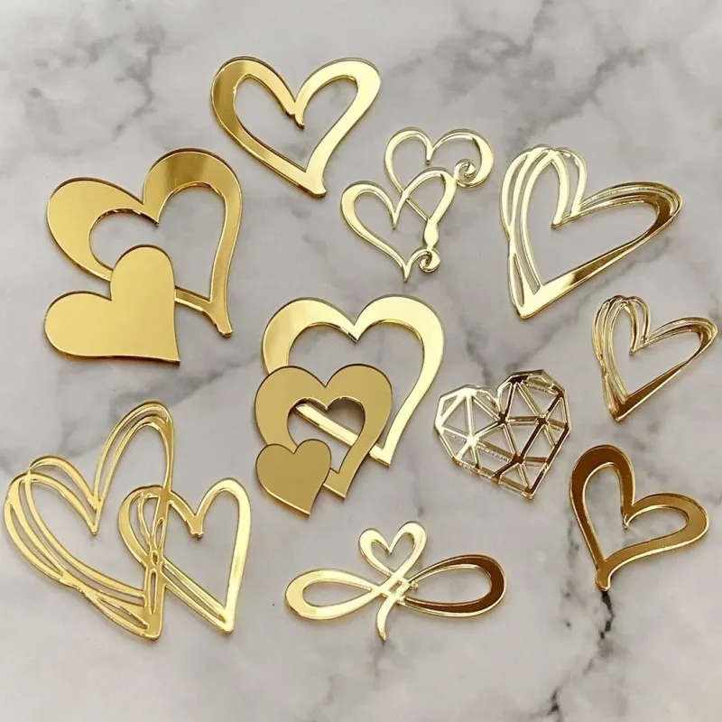

Ychon Cake Topper Gold Love Shape acrylic cake topper Valentine's Day love acrylic cake decoration