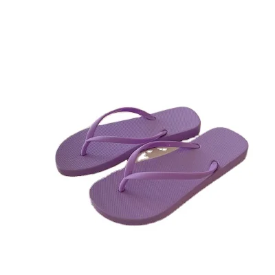 

Summer flip-flops lovers contracted pure color clip foot beach slippers, As picture