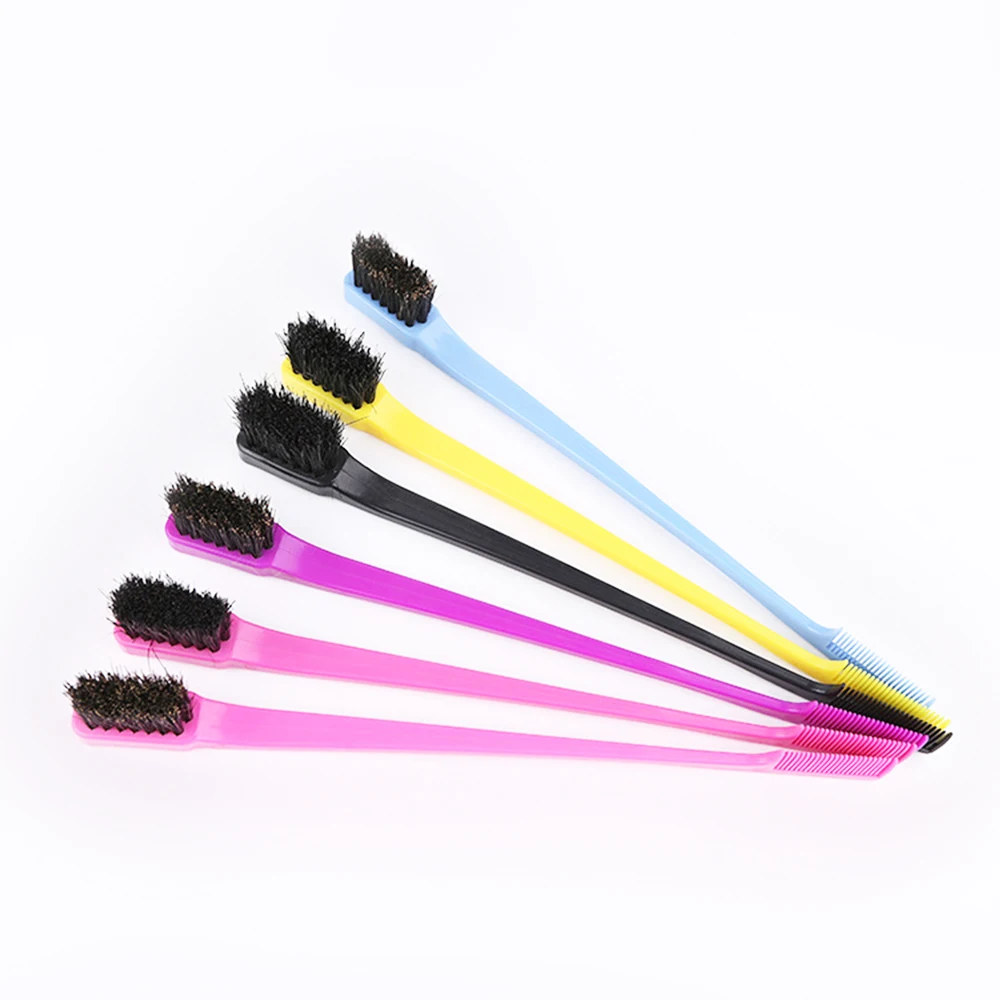 Factory hot sale yellow mini double head travel edge control brush