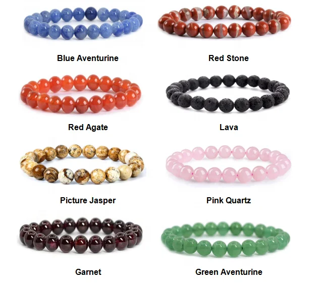 

Gemstone 8mm Round Beads Stretch Woman Bracelets Natural Bead Bracelet Men