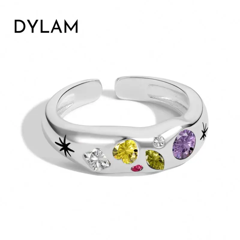 

Fine Non Tarnish 925 Sterling Silver ring Colorful 5A cz cubic Zirconia Promise engagement Daily Wear Rings jewelry women