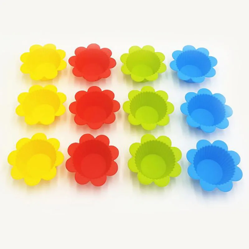 

Flower cake mold 9cm large muffin cup caramel pudding jelly doughnut paper cup cake mold ice mold, Red yellow green blue