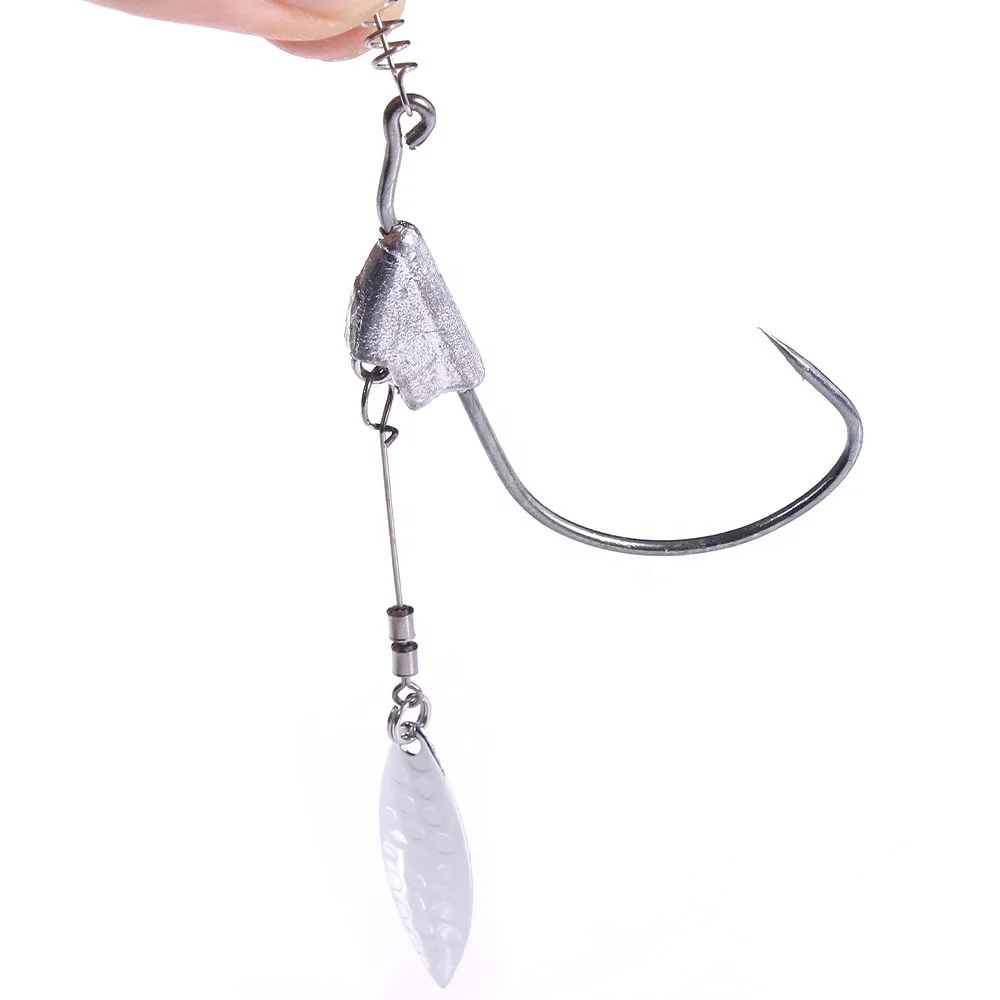 

jig head fishing hook with spoon used for soft lure fish-type lead hook with rotating sequins, 1 colors