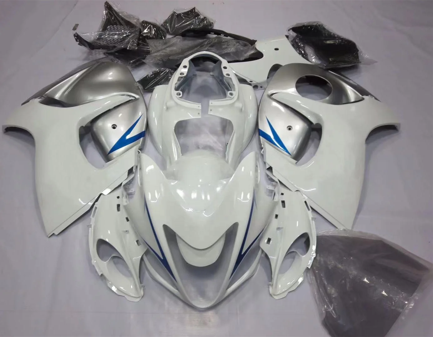 

2022 WHSC Motorcycle Fairing Fit For SUZUKI GSXR1300 Hayabusa 2008-2014 ABS Plastic Bodywork Gray White, Pictures shown