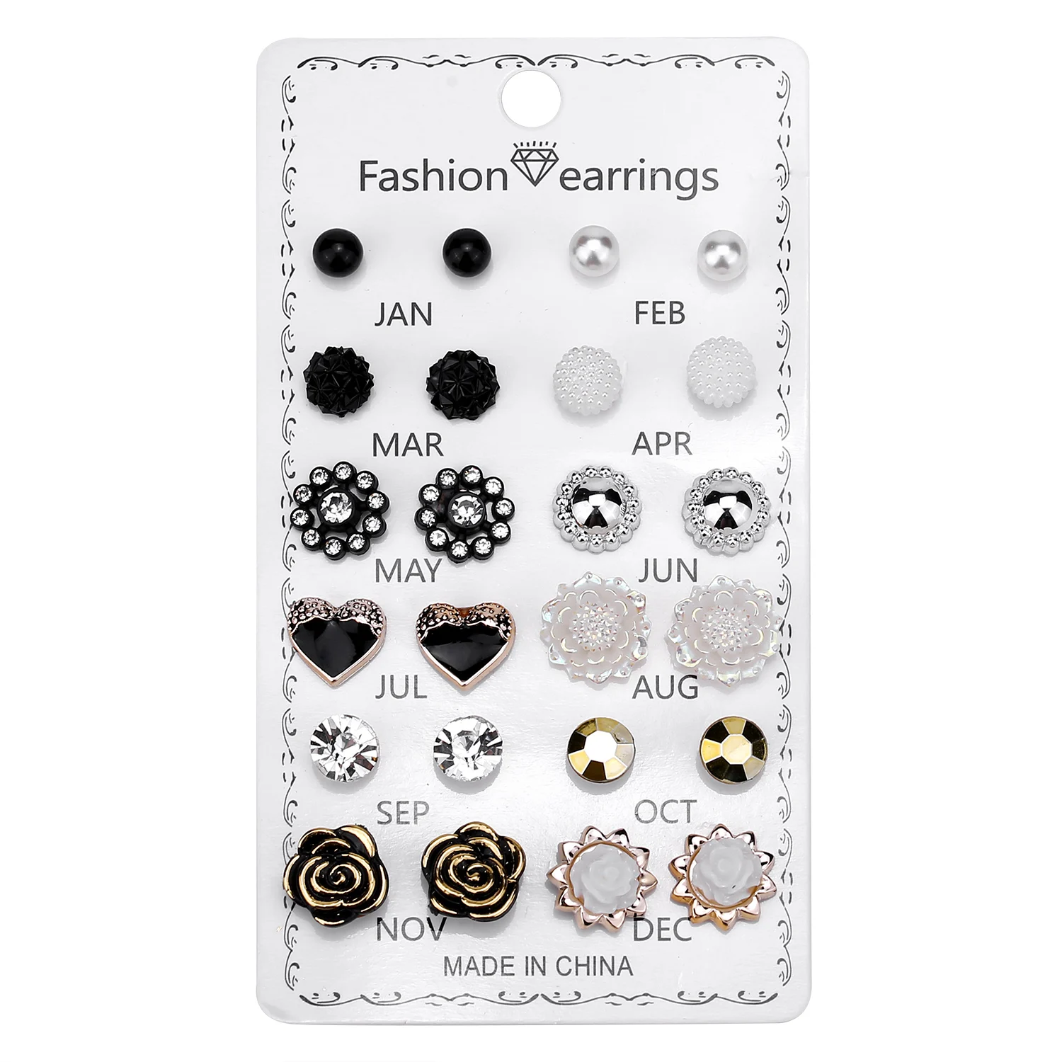 

Fashion Lday Girls Gift Resin Flower Ball Shinny Crystal Charm Stud Earrings Sets Jewelry For Women, Colorful