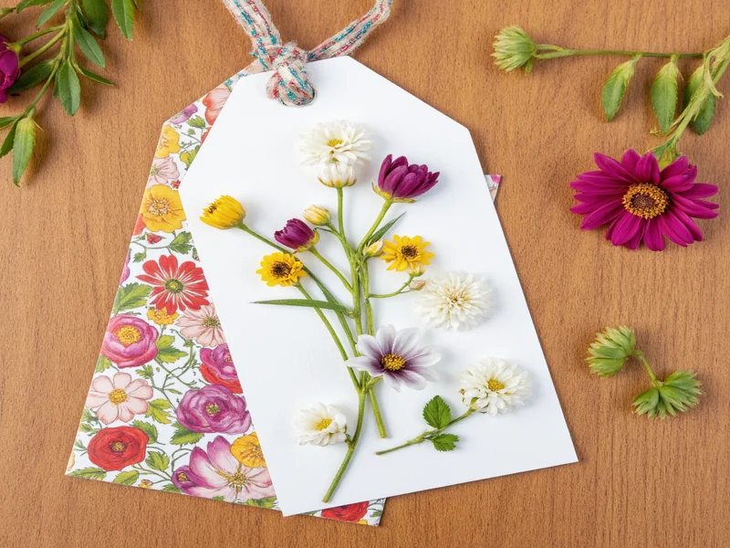 Handmade Dollar Tree gift tags with pressed flowers
