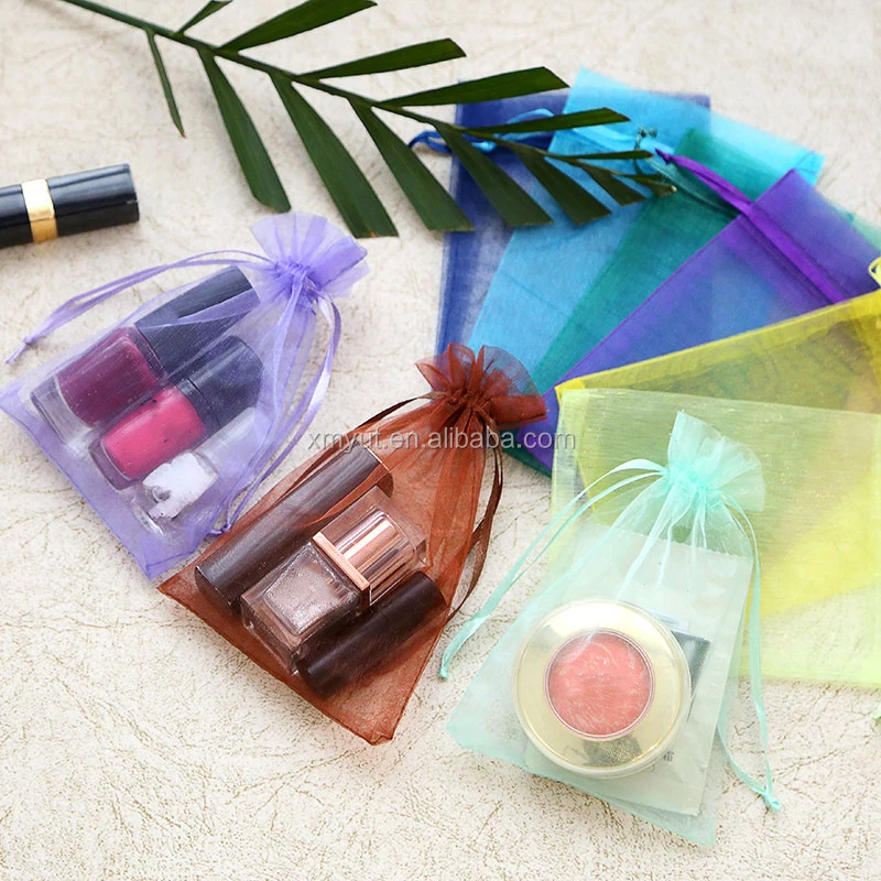 Custom Printed Recyclable Organza Drawstring Bags Cheap and Plain Jewelry Pouch with Logo for Gift Packaging & Printing