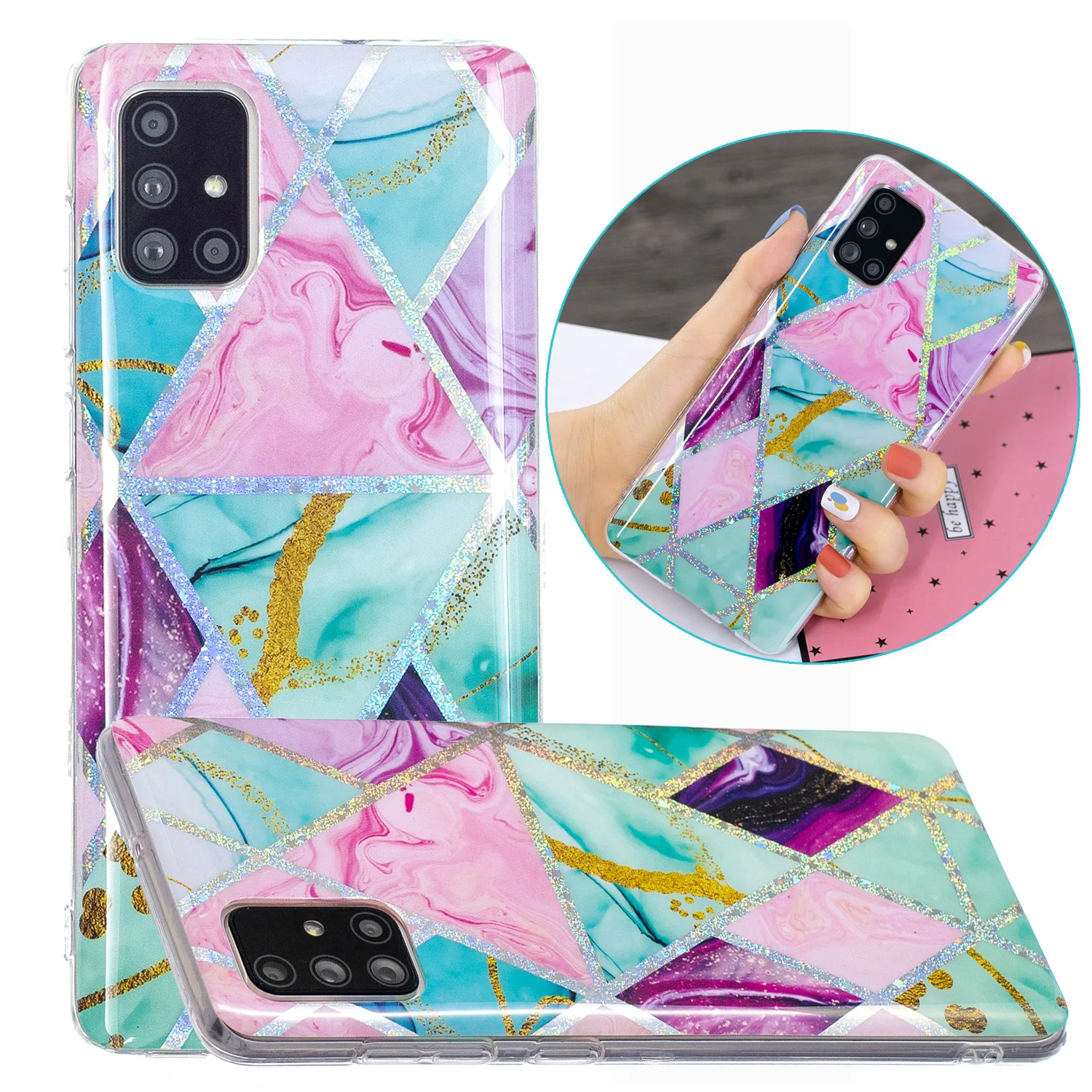 

Marble Phone Cases Lover Soft Tpu Love Flower mobile phone Shell For Samsung Galaxy A51 Case Cover Capa