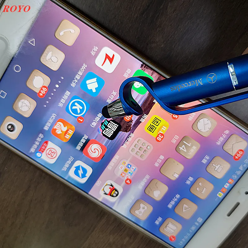 

Led Light Metal Aluminium Touch Stylus Ball Tool Pens With Custom Logo Promotional Phone Holder Stand Plastic Pen Manufacturers, 5 colors and custom