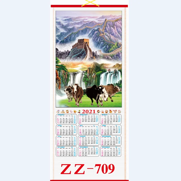 
cane wall scroll calendar 2021 paper wall calendar manufacturer directly sale 