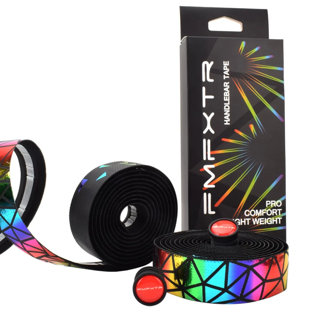 

Bicycle handlebar anti-slip handlebar dead fly cycling colorful sequins gradient belt racing car handlebar breathable strap, Multicolor