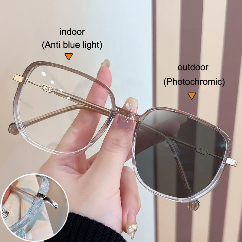 

Photochromic Anti Radiation Square Glasses for Woman Shades Man Anti Radiation Eyeglass Frames Transitional Anti Blue Light