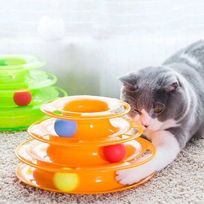 

Made4Pets Low Moq Multi Layer Interactive Tower Cat Play Toy Ball, As picture