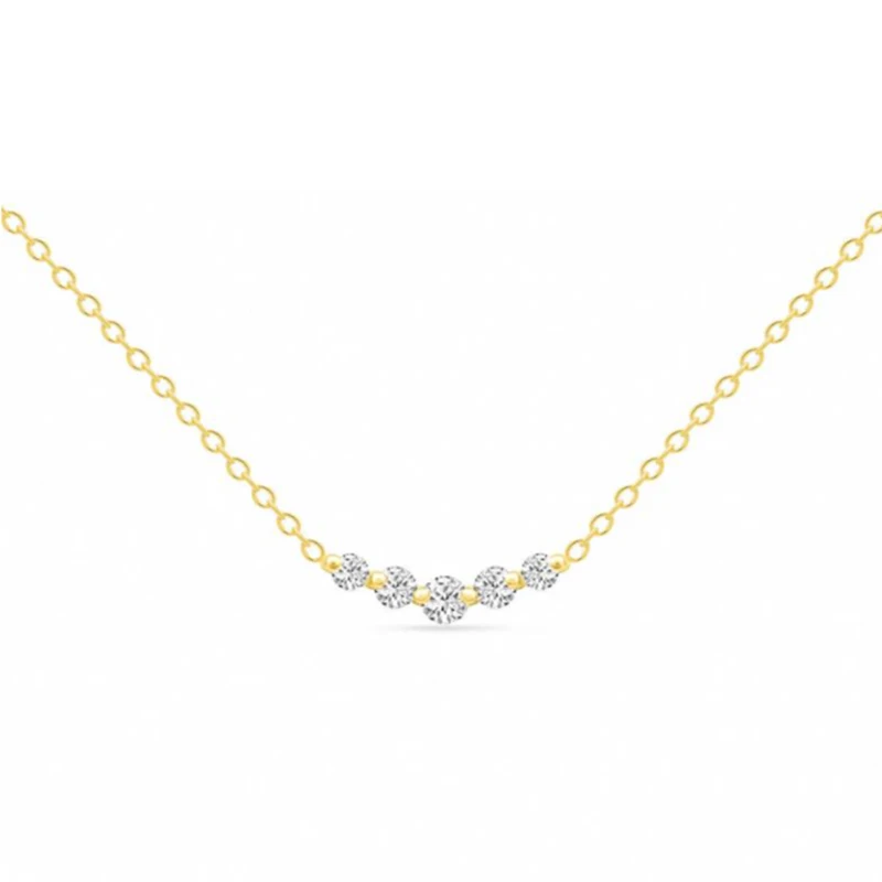 

S925 Sterling Silver European and American Fashion All-match Round Diamond Clavicle Necklace Jewelry