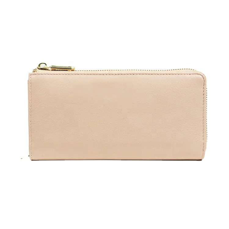 

High capacity zipper long genuine leather wallet for women