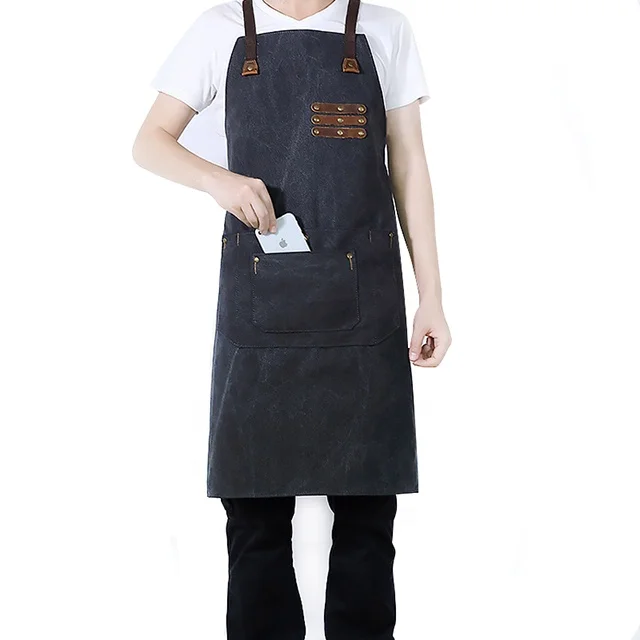 

SunYue Custom Profession Water Resistant Canvas Outdoor Cooking BBQ Apron With Adjustable Strap, Can be customized