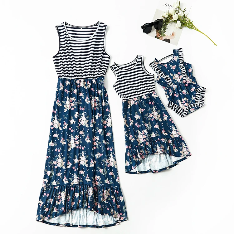 Fashion Printing Clothes Mommy And Me Clothing Mother Daughter Clothing Kids Parent Child Dresses Mom Daughter Matching Dresses