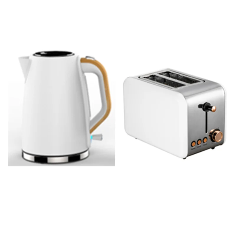 Nordic White Kettle And Toaster Set Wooden Decocollection With 1