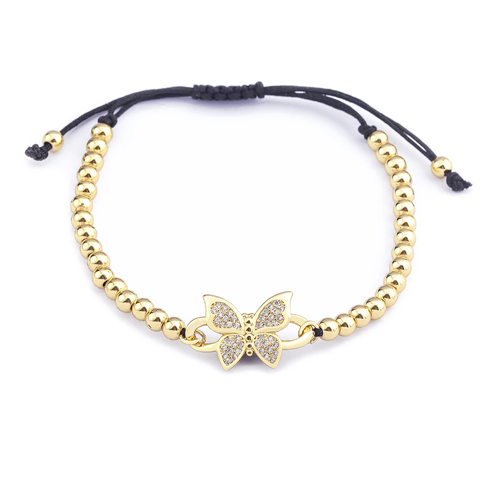 

Fashion Crystal Butterfly Bead Bracelet Handmade Adjustable Braided Rope Popular Wristband Jewelry for Women Girls Wholesale