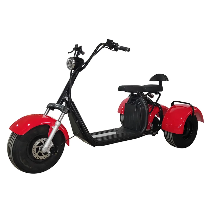 CITI Three Wheels Air Wheel Adult Tricycle Citycoco Scooter 1500w 2000w EEC COC Certificate Fat Tire Motorcycle Trike Escooter, Black