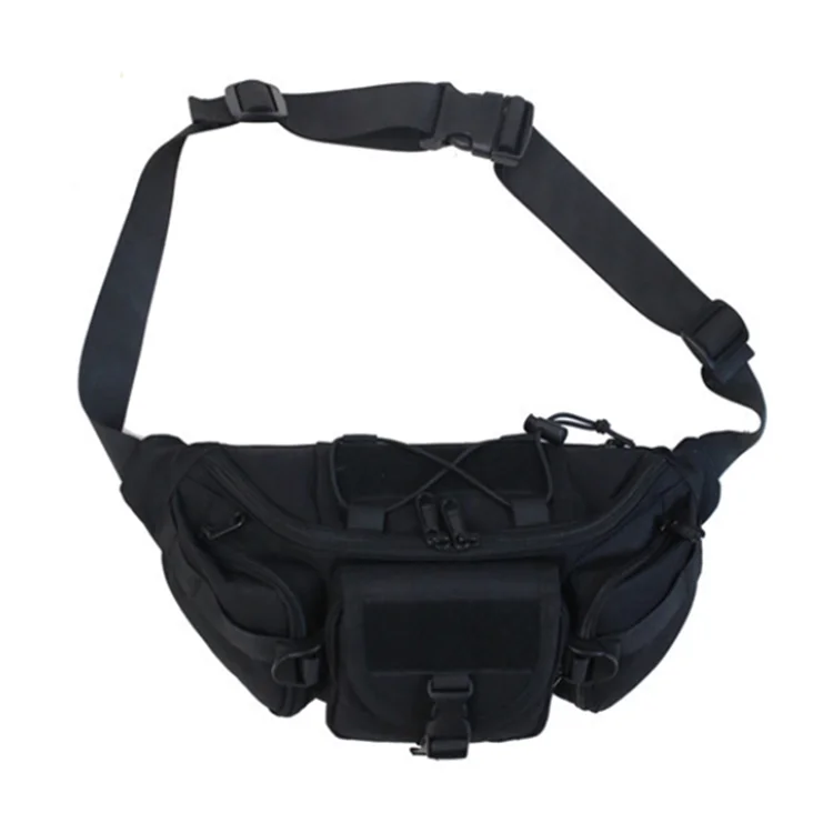 

Functional Utility Black Fashion Men Women Chest Rig Vest Bag for Outdoor Travel Camping, Black with black rope, black wth reflective rope