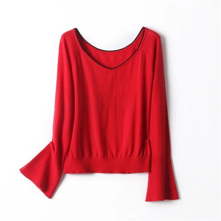 

Hot Sales Casual Wool / Acrylic Anti-Pilling V-Neck top for Business Office and Daily Life