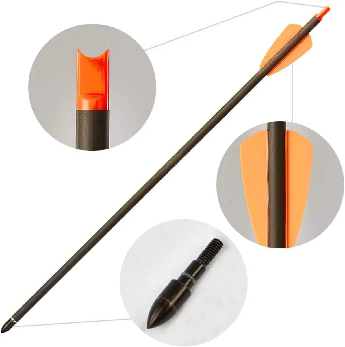 

7.5 inch Pure Carbon small hunting arrow crossbow bolt with 2inch vanes
