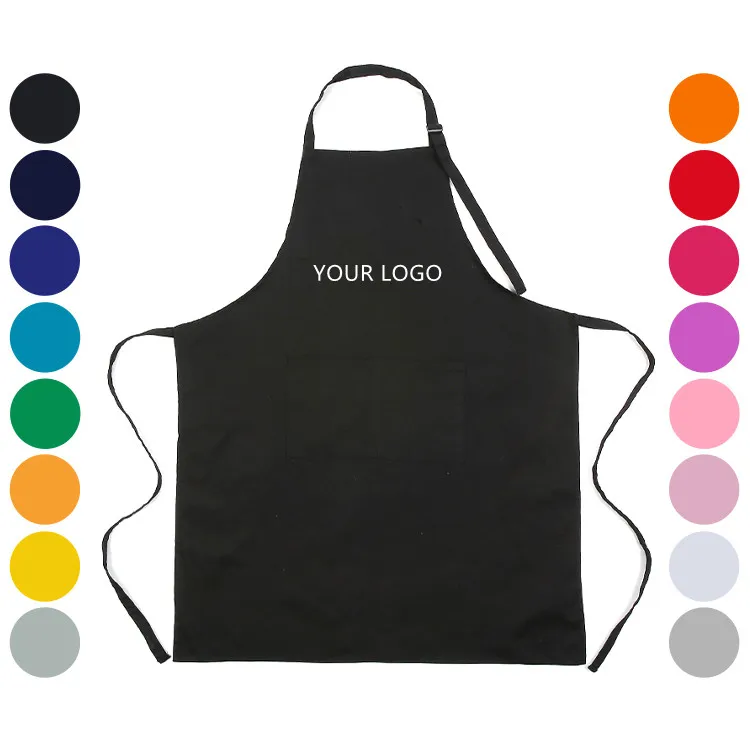 

Professional Print Logo Black Cotton Polyester Waterproof Chef Men New Waterproof Cooking Kitchen Apron