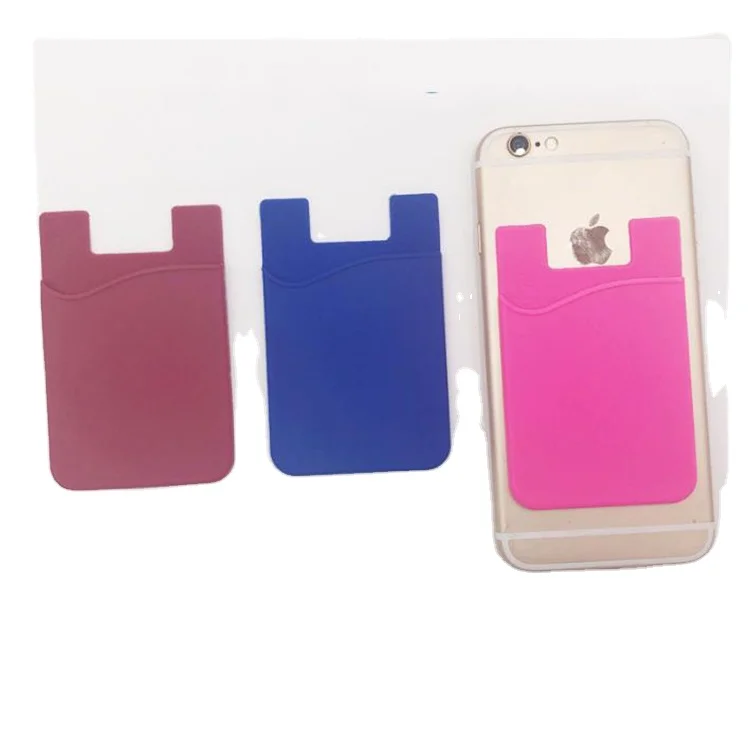 

Factory direct sale promotional gift ID Credit Card Holder 3M sticker silicone phone case card holder wallet, All colors