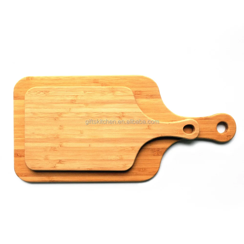 

Factory Wholesale Bamboo Wooden Cutting Board Handle Baking Pizza Bread Fruit Cheese, Natural bamboo color