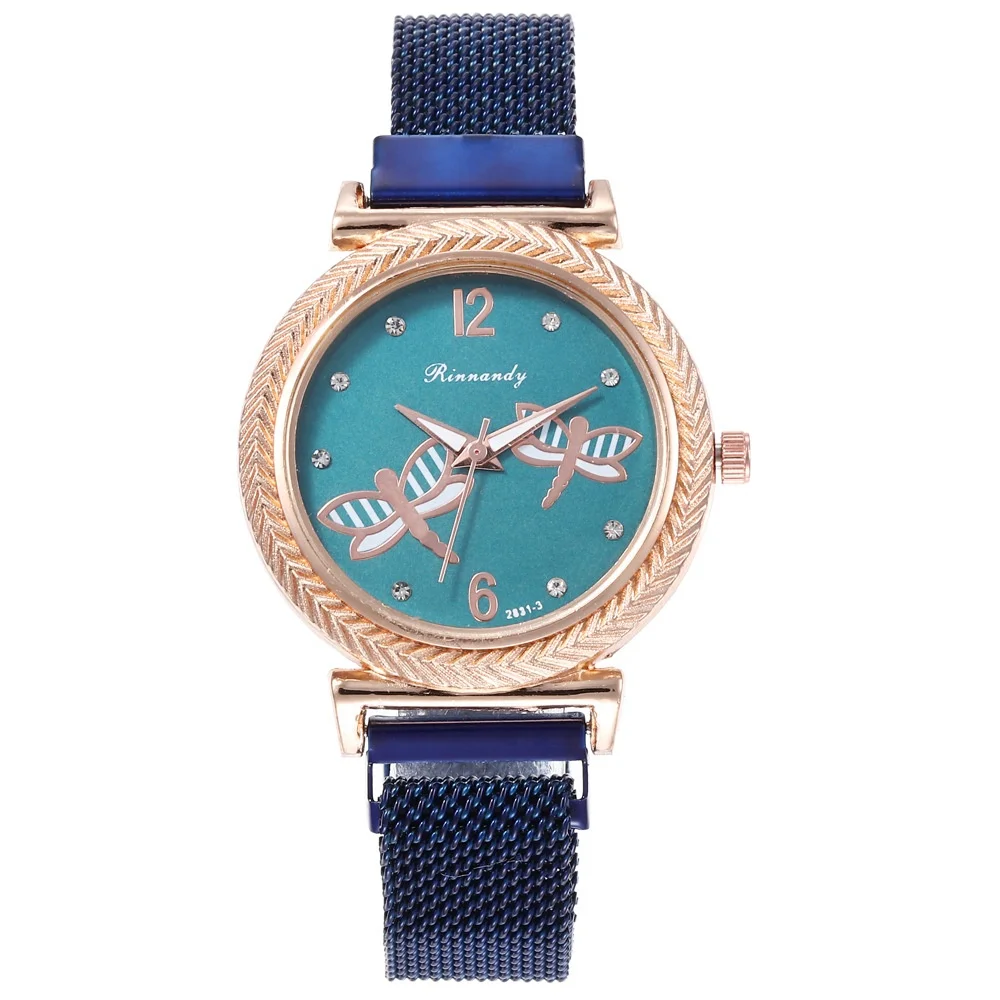 

Latest TW506 Special Delicate Dial Magnet Watch Ladies Numbers Dragonfly Pattern Milan Hand Watch reloj dama