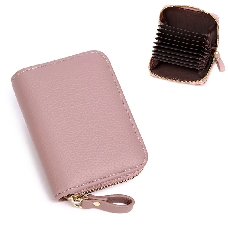 

Fashion new leather credit card holder for men and women shielding RFID zipper ladies wallet multiple card holders, Many colors